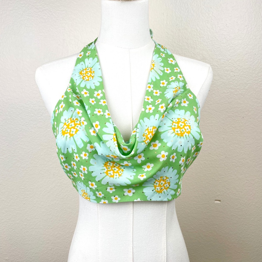 70s Halter Top Sz S Festival Fairy Boho Grunge Retro Disco Rave Maximalist Cowl